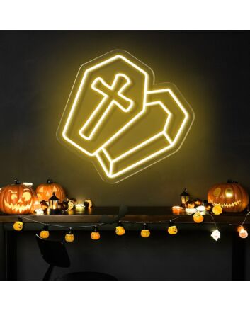 Brighten Up Your Halloween Festivities and Themed Events with the Semi Open Coffin Halloween Neon Sign
