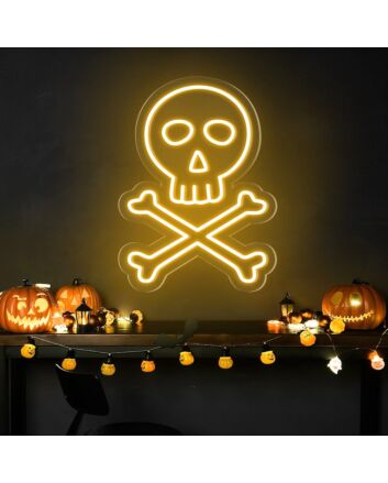 Brighten up your Halloween Bash or Haunted House decor with the Spooky Skeleton Skulls Neon Sign.