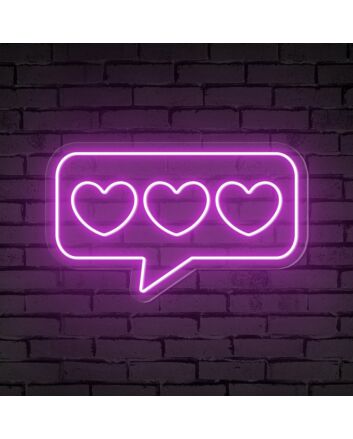 Brighten Up Your Love Story: Speech Bubble Hearts Neon Sign for Weddings, Anniversaries, and Romantic Home Décor.