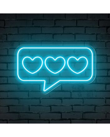 Brighten Up Your Love Story: Speech Bubble Hearts Neon Sign for Weddings, Anniversaries, and Romantic Home Décor.