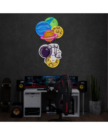 Enhance Your Space: Balloon Astronaut Wall Decor Led UV Neon Light for Home, Office, Store, Bar, and Celebratory Events