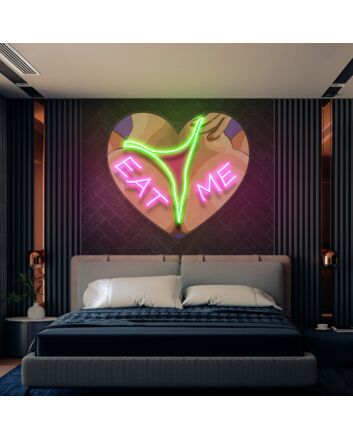 Elevate your space with Eat Me Led Uv Neon Sign: Perfect for Home Decor, Bars, and Trendy Office Settings