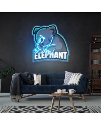 Elevate Your Decor: Ideal for Weddings, Bars, and Bedrooms with Elephant Logo Custom Led Uv Neon Sign Artwork.