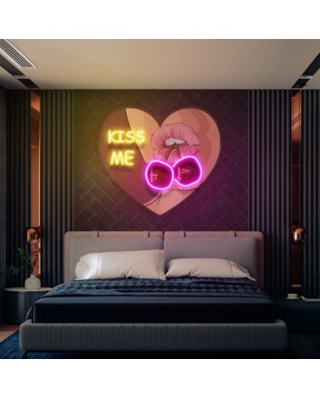 Add a Romantic Glow to Your Bedroom or Spice Up Your Wedding Decor with the Kiss Me Led UV Neon Sign.