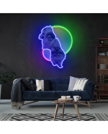 Brighten Your Space: Versatile Man Statue Led Uv Neon Sign for Home Decor, Office Elegance, and Modern Living Room Ambiance