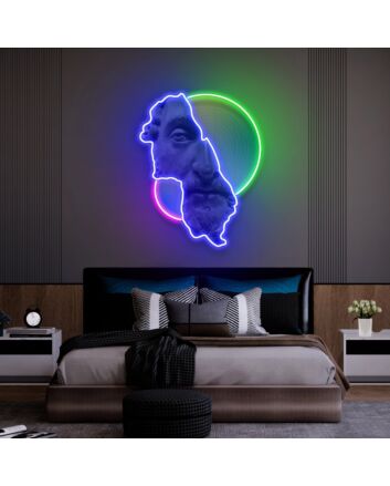 Brighten Your Space: Versatile Man Statue Led Uv Neon Sign for Home Decor, Office Elegance, and Modern Living Room Ambiance