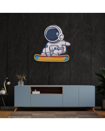 Brighten up your bar, office, or gaming room with the unique Skateboard Astronaut Custom Space Man Custom Led Uv Neon Signs.