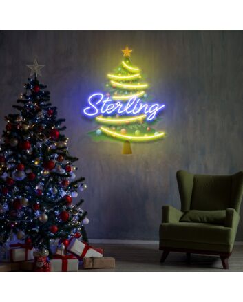Brighten Your Holiday Celebrations and Office Festivities with the Tree Topper for Christmas Tree Led UV Neon Sign Christmas Decor.