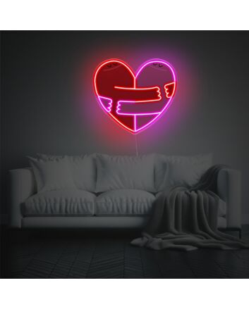 Add a Warm Glow to Your Wedding, Bar, or Bedroom with Huging Heart LED Neon Acrylic Artwork.