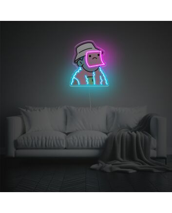 Brighten Up Your Office, Bar, or Store Ambiance with Man By Sticky Notes LED Neon Acrylic Artwork.