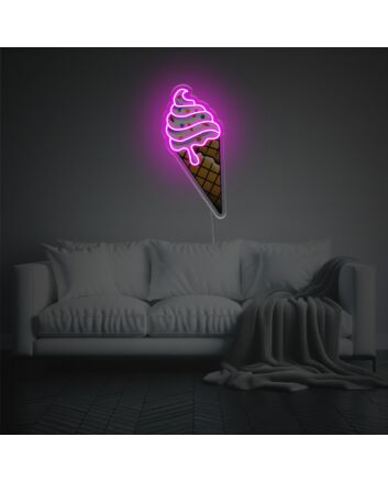 Brighten Up Your Space: Pink Ice Cream LED Neon Acrylic Artwork for Bars, Cafés, and Children's Rooms