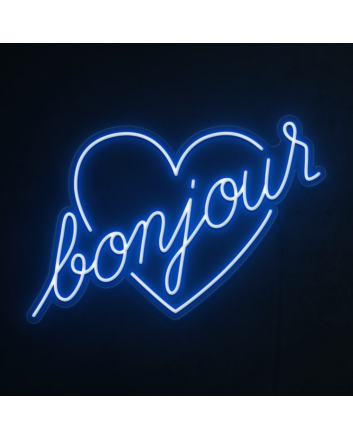 Bonjour Heart Neon Sign