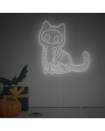 Spookify Your Space: Halloween Cat X-Ray LED Neon Sign for Home Decor, Parties, and Haunted Houses
