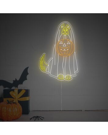 Brighten Up Your Halloween Celebrations and Themed Decor at Home, Bar, or Store with the Halloween Ghost Dog LED Neon Sign.