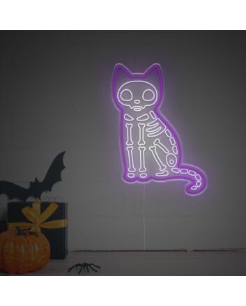 Transform your spooky celebration and home ambiance with the Halloween Night Cat Bone LED Neon Sign, perfect for parties, bars, and themed decor.