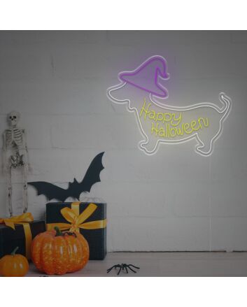 Brighten Your Halloween Celebration and Bar Decor with the Enchanting Happy Halloween With Puppy LED Neon Sign