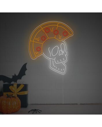 Light Up Your Bar, Game Room, or Kitchen with the Exclusive Pizza Skull LED Neon Sign.