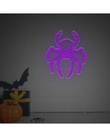 Transform Your Space: Skull Head Spider LED Neon Sign, Perfect for Halloween Decor, Themed Bars, and Edgy Home Interiors