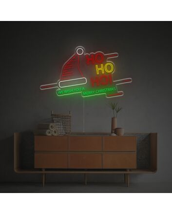Brighten Your Festive Celebrations and Storefronts with We Wish You A Merry Christmas Hohoho LED Neon Sign.