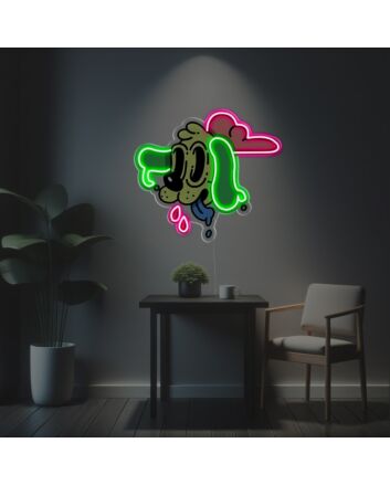 Brighten Up Your Space: Abstract Green Dog LED Neon Acrylic Artwork Perfect for Home Décor, Offices, and Trendy Cafes.