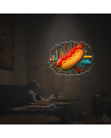 Brighten Your Bar or Diner with Hot Dog In Pop Style LED Neon Acrylic Artwork - Perfect for Home Decor, Themed Parties, and Retro Spaces.