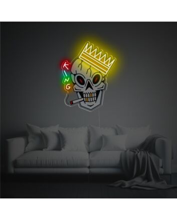 Add a Regal Touch to Your Home, Bar, or Office Decor with the Skull King With Crown LED Neon Acrylic Artwork.