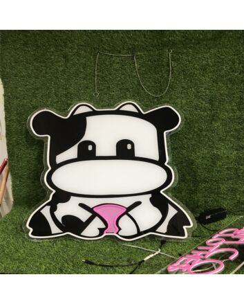Brighten Your Space: The Perfect Cute Dairy Cow UV Print LED Neon Sign for Home Decor, Offices, Stores, and Special Events
