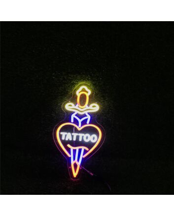 Elevate Your Bar, Tattoo Shop, or Home Decor with the Striking Tattoo With Heart-Piercing Sword LED Neon Sign.