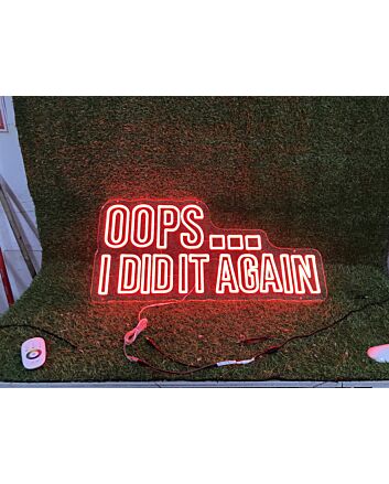 Brighten Your Bar or Celebrate in Style: OOPS I Did It Again Red LED Neon Sign for Unique Home Decor, Office Vibes, or Event Highlights.
