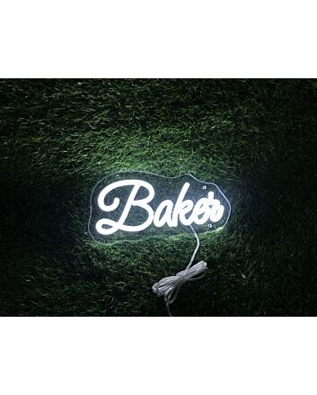Brighten Up Your Bakery or Home Kitchen with the Elegant Baker White LED Neon Sign - Perfect for Culinary Spaces, Celebrations, and Business Branding.