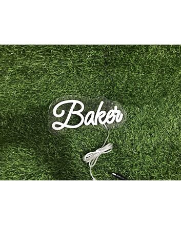 Brighten Up Your Bakery or Home Kitchen with the Elegant Baker White LED Neon Sign - Perfect for Culinary Spaces, Celebrations, and Business Branding.