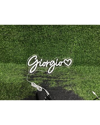 Brighten Up Your Space: Giorgio With Heart LED Neon Sign for Weddings, Bars, and Home Decor.