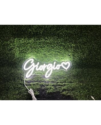Brighten Up Your Space: Giorgio With Heart LED Neon Sign for Weddings, Bars, and Home Decor.