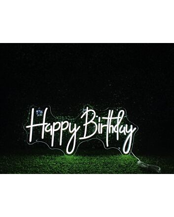 Brighten Up Your Celebration - Happy Birthday White LED Neon Sign for Parties, Homes, and Special Events