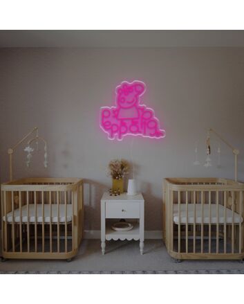 Brighten Your Child&#039;s Bedroom or Party: Peppa Pig With Page LED Neon Sign for Whimsical Decor.