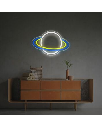 Bring cosmic charm to your home, office, or event with the Planet With Star Rings LED Neon Sign.