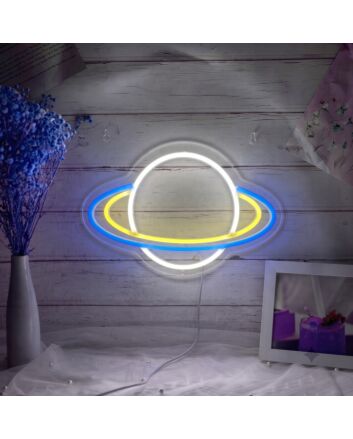 Bring cosmic charm to your home, office, or event with the Planet With Star Rings LED Neon Sign.