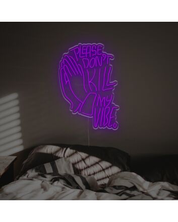 Brighten Your Bar, Wedding, or Party Ambiance with the Please Don't Kill My Vibe With Pray Gesture LED Neon Sign.
