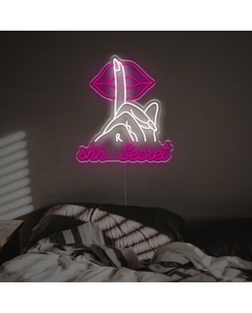 Bring a Whisper of Elegance to Weddings, Bars, and Home Decor with the Shh Secret With Gesture LED Neon Sign.