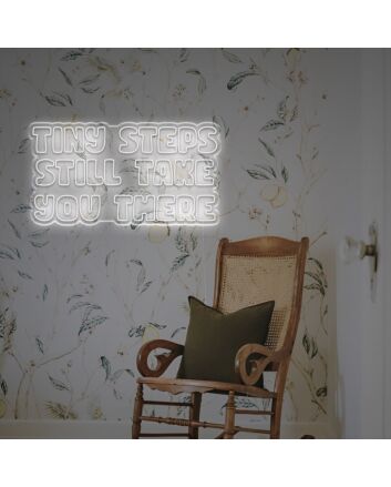 Brighten Your Path to Success: Perfect for Office Motivation, Inspiring Home Decor, and Celebratory Events with the Tiny Steps Still Take You There LED Neon Sign.