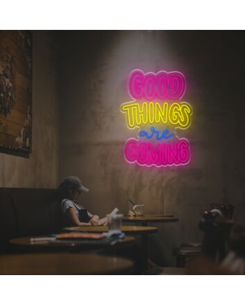 Brighten Your Office, Bar, and Wedding Celebrations with the "Good Things Are Coming" LED Neon Sign.