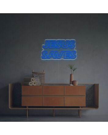 Brighten Your Spiritual Space: Jesus Saves LED Neon Sign for Home, Church, and Religious Celebrations.