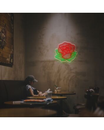 Elevate Your Ambiance: Rose Pistil With Leaves LED Neon Sign for Bars, Weddings, and Home Decor