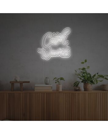 Brighten Your Beach-Themed Bar, Office, or Home Decor with the Catch Waves LED Neon Sign.
