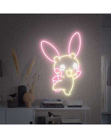 Brighten Up Your Kids&#039; Bedroom or Add a Whimsical Touch to Parties with the Anime Rabbit Cat Neon Light Wall Lights Led Neon Sign.