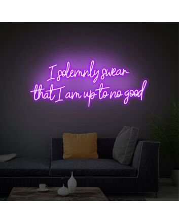 Brighten Your Evenings and Add a Magical Touch to Weddings, Bars, and Home Spaces with the Bedroom Wall Art Decor I Solemnly Swear That I Am Up To No Good Neon Sign.