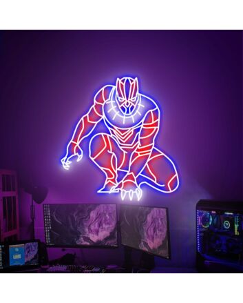 Elevate Your Living Space, Bar, or Office with the Majestic Glow of Black Panther King Neon Sign Decor.