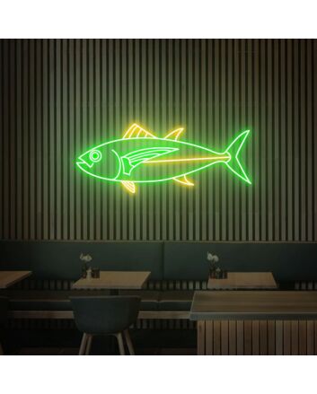 Brighten Your Bar, Home, or Seafood Restaurant with the Blue Flag Tuna Neon Sign Fish Neon Lights Decor.