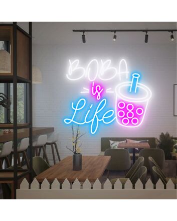 Brighten Up Your Space: Boba Is Life Neon Sign Bubble Tea LED Sign Perfect for Home Decor, Boba Tea Shops, and Celebratory Events.