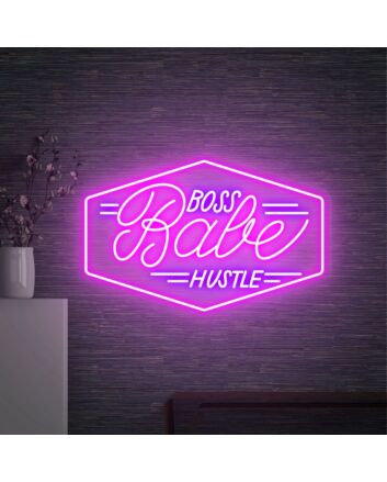 Brighten Your Office and Inspire Your Workspace with the "Boss Babe Hustle Pink LED Light Neon Sign Bedroom Wall Decor Neon Bar Sign